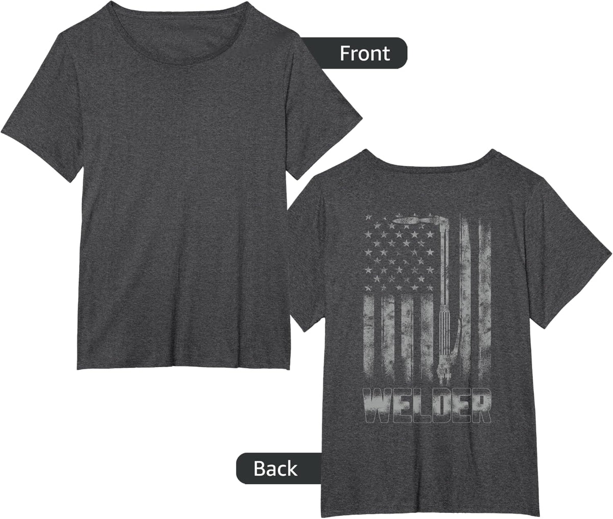 Distressed Welder American flag shirt USA Patriotic Welder T-Shirt - Dark Heather Grey
