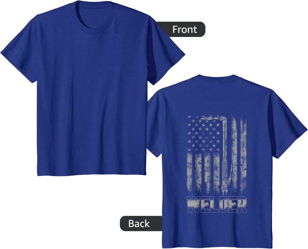 Distressed Welder American flag shirt USA Patriotic Welder T-Shirt - Royal Blue