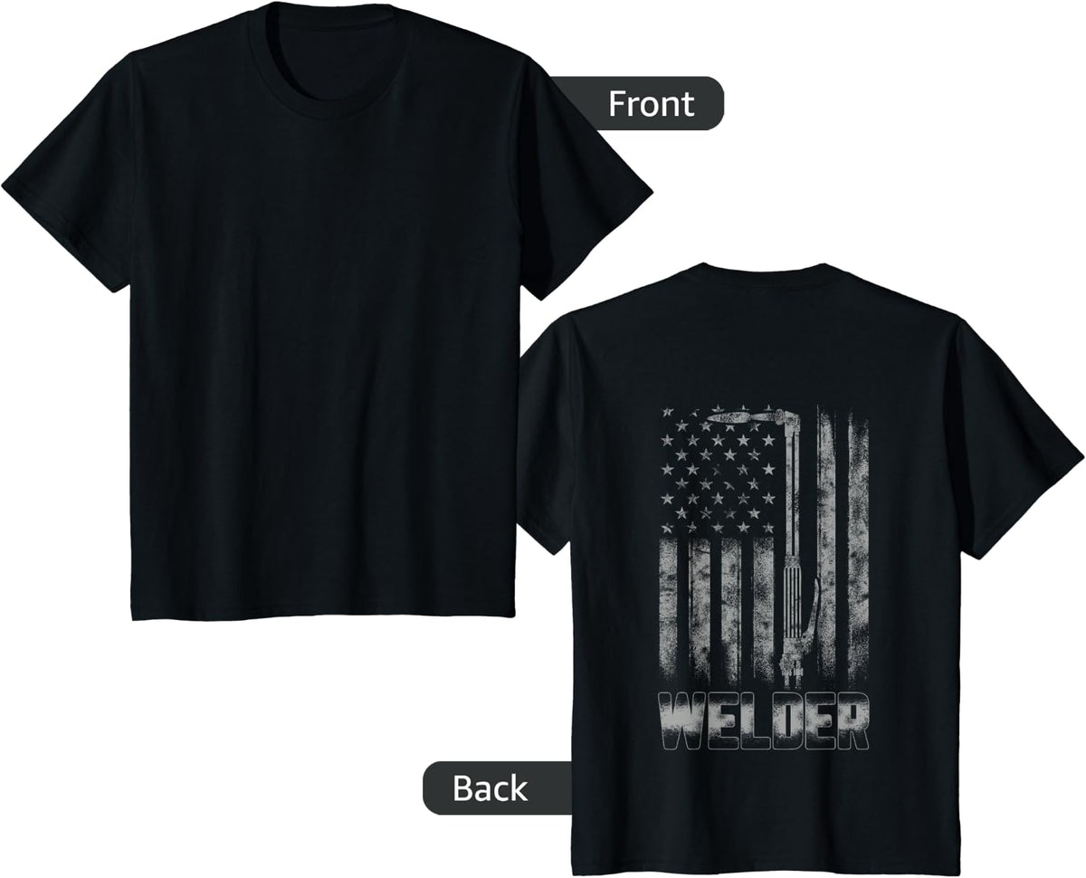 Distressed Welder American flag shirt USA Patriotic Welder T-Shirt - Black