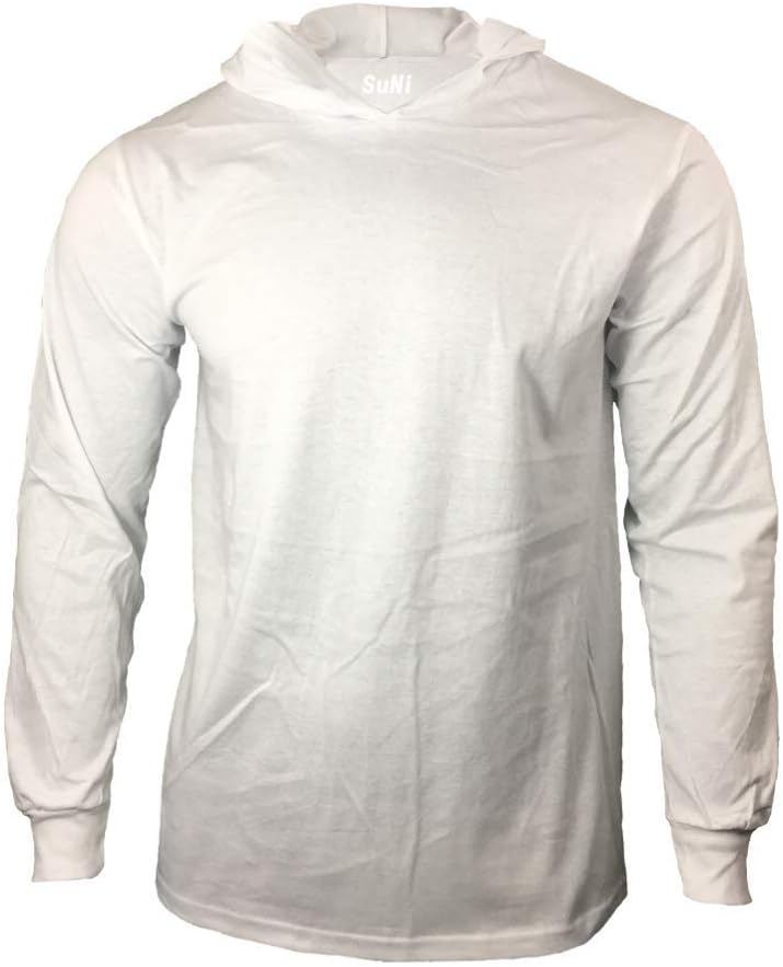 Men Construction Long Sleeve Work T Shirts with Hood - White