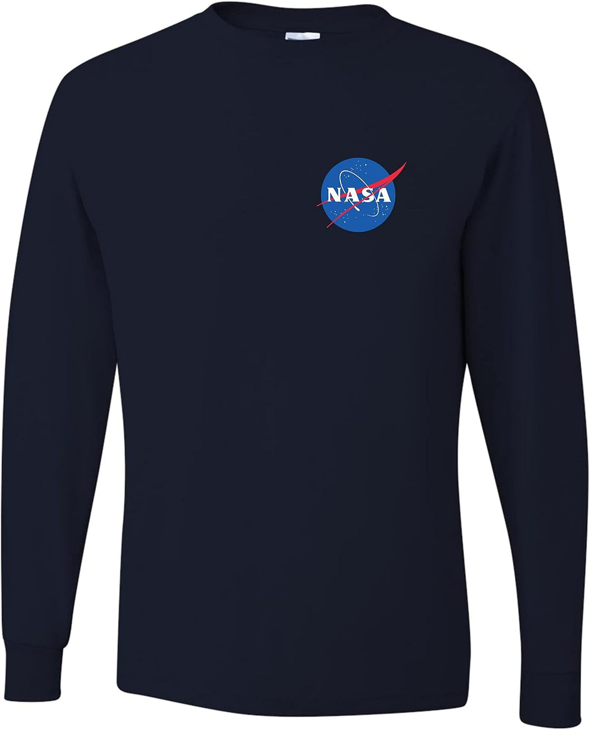 Go All Out NASA Blue Meatball Left Chest Logo Mens Long Sleeve T-Shirt - Mens Navy Blue