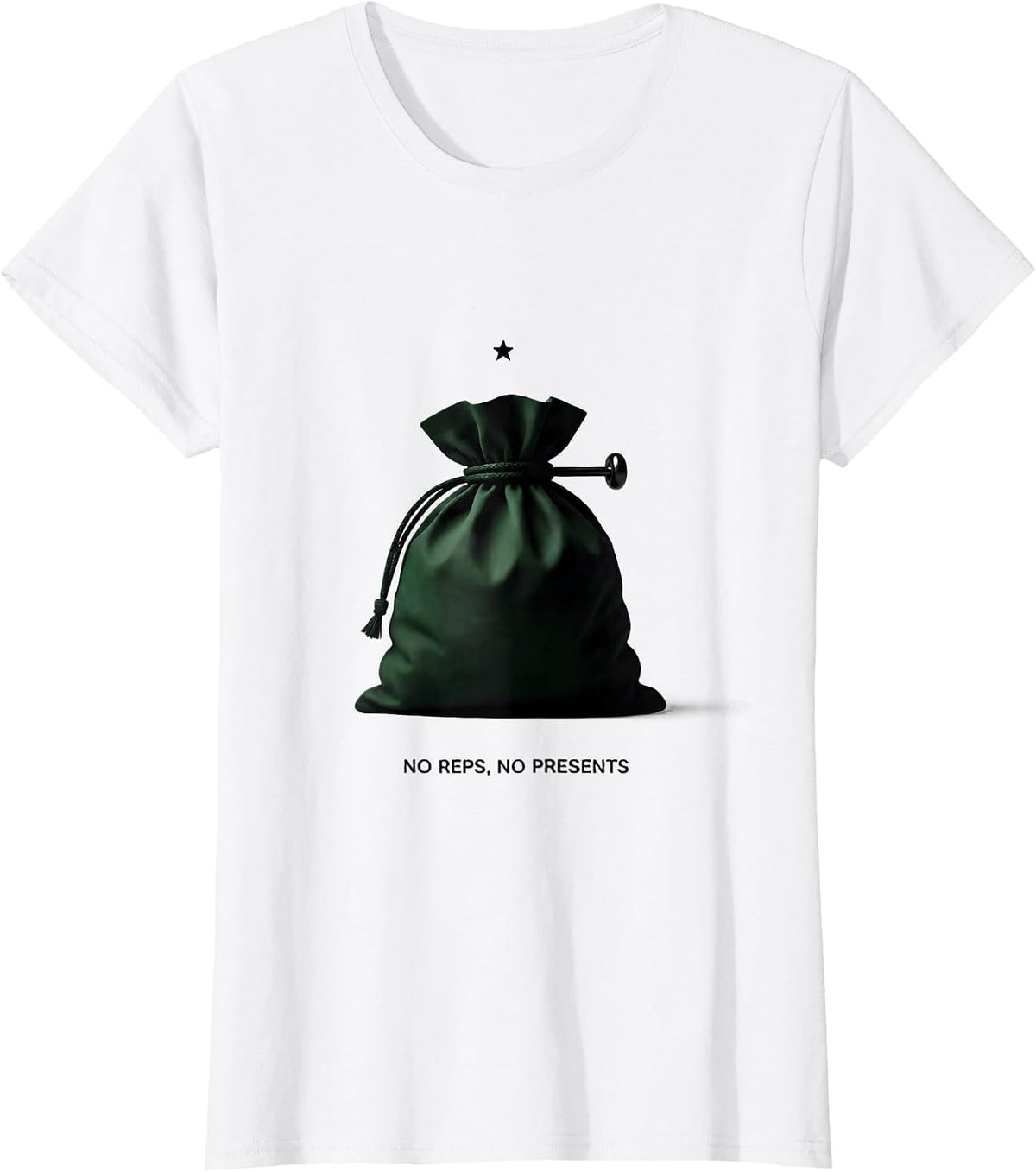 Women's No Reps No Presents Funny Gym Humor Christmas Weightlifting T-Shirt - White