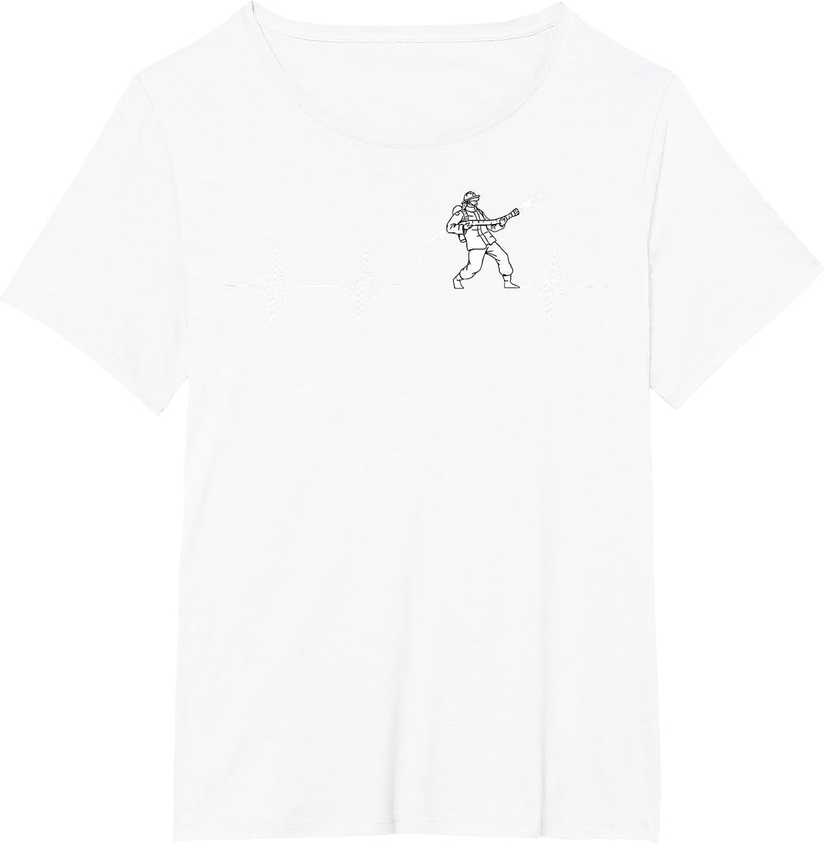 Firefighter Heartbeat Fireman Firefighting Rescuer Volunteer T-Shirt - White