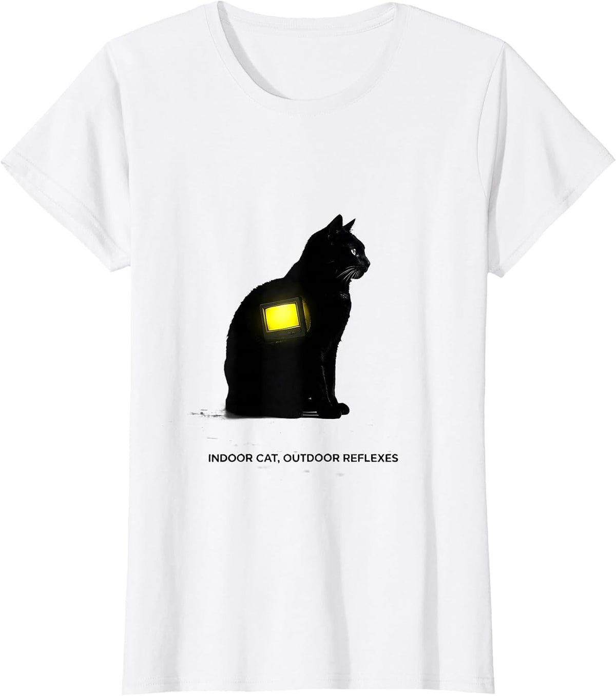 Indoor Cat Outdoor Reflexes Funny Cat Gamer Video Game Humor T-Shirt - White