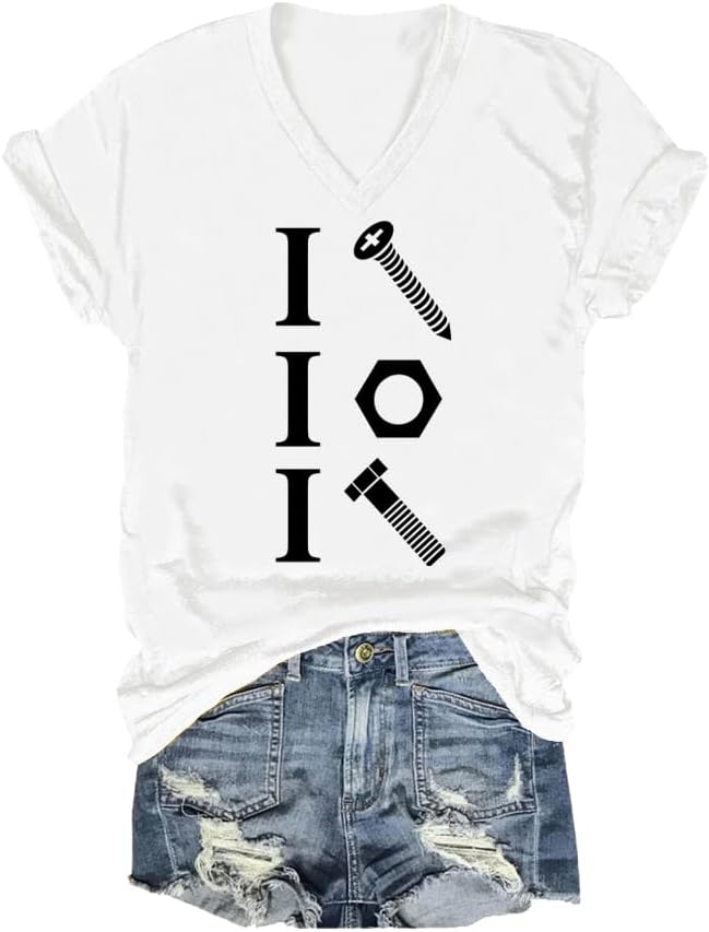 I Screw I Nut I Bolt Tshirt Funny Mechanic Joke Shirt - V-Neck 1-white