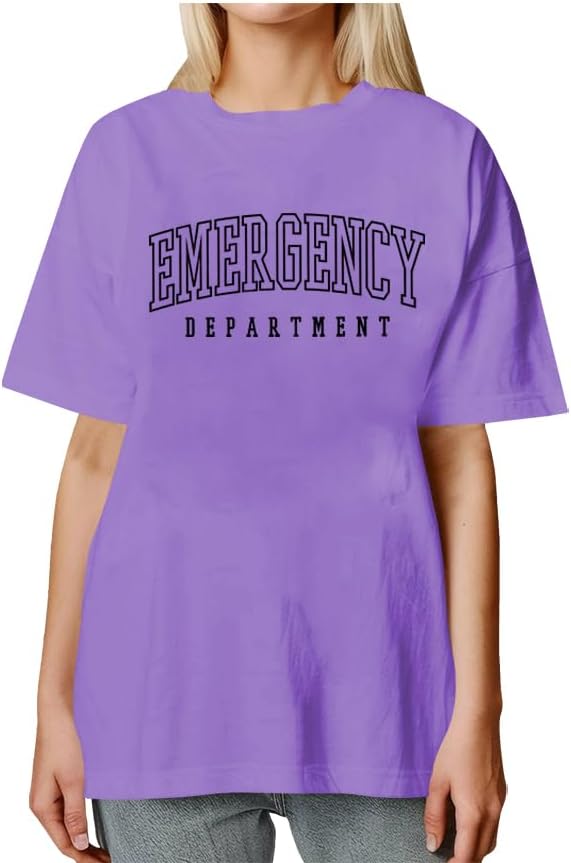 Emergency Department Shirt, Er Nurse T-Shirt, All Departments Tshirt, Classic Graphic Print Unisex V-Neck Tshirt - Purple