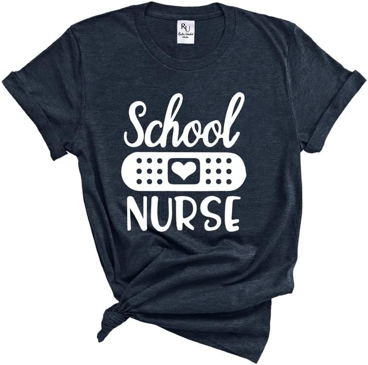 School Nurse Shirt - RN Tee for Women, Cute Shirt for Nurses, for Nurse, Gift for Nurses Week - Heather Midnight Navy