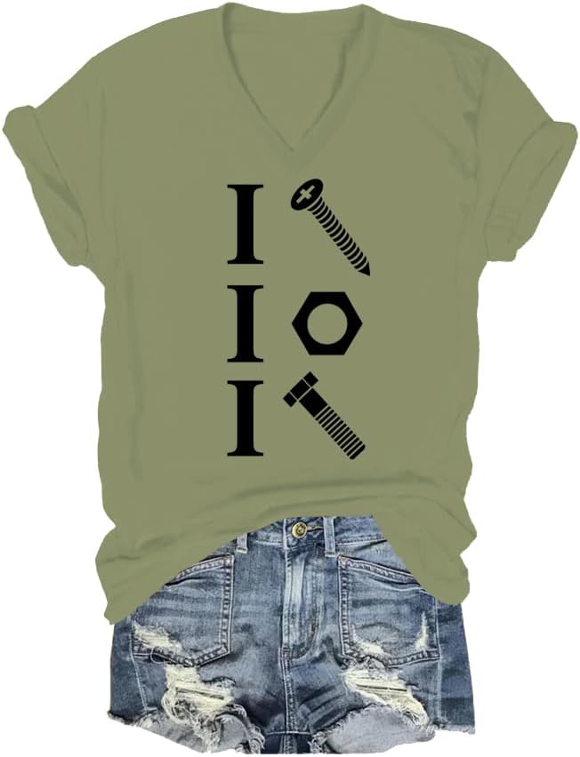 I Screw I Nut I Bolt Tshirt Funny Mechanic Joke Shirt - V-Neck 1-olive Green