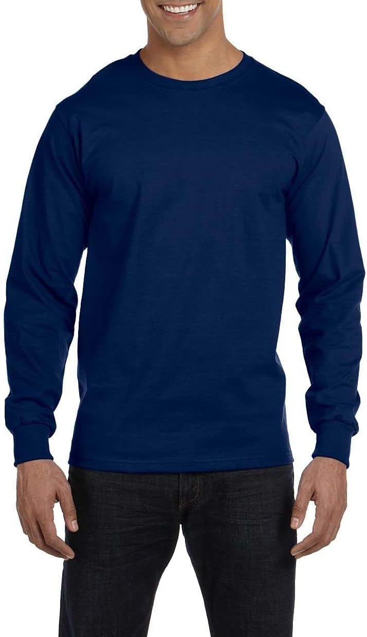 JustBlanks Mens DryBlend 5.5-Ounce 50 Cotton/50 Poly Long Sleeve T-Shirt Double Needle Neck Rib Knit Cuffs Taped Neck for