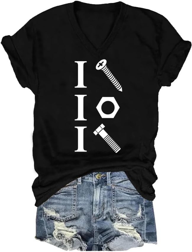 I Screw I Nut I Bolt Tshirt Funny Mechanic Joke Shirt - V-Neck 1-black