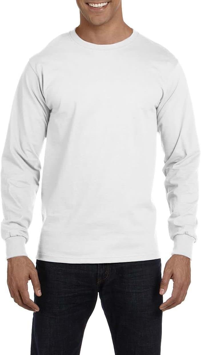 JustBlanks Mens DryBlend 5.5-Ounce 50 Cotton/50 Poly Long Sleeve T-Shirt Double Needle Neck Rib Knit Cuffs Taped Neck for