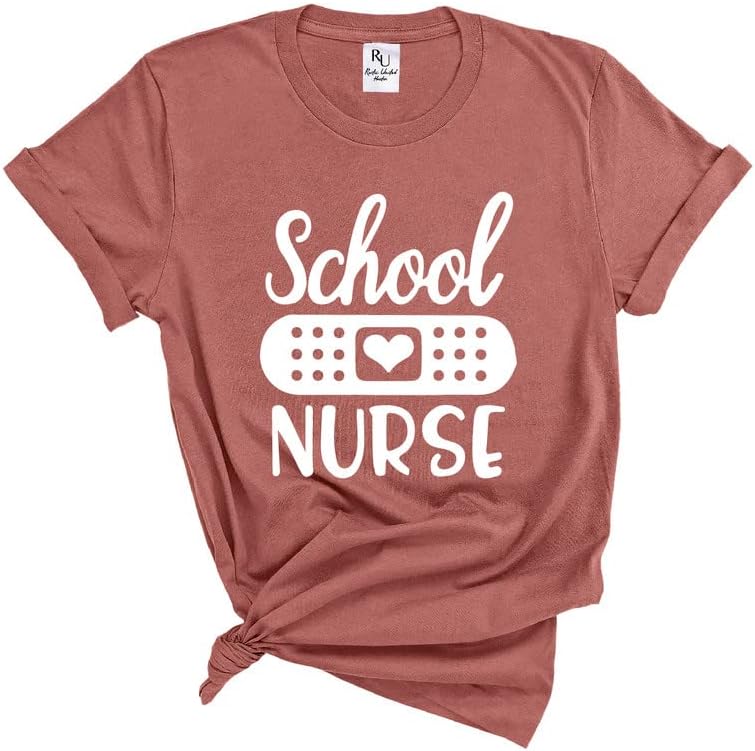 School Nurse Shirt - RN Tee for Women, Cute Shirt for Nurses, for Nurse, Gift for Nurses Week - Heather Mauve