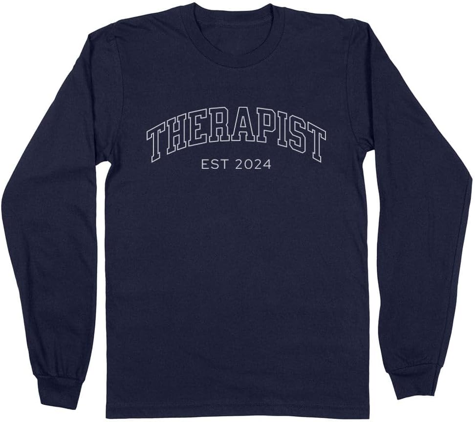 TeesAndTankYou 2024 Therapist Long Sleeve Shirt Unisex - Navy