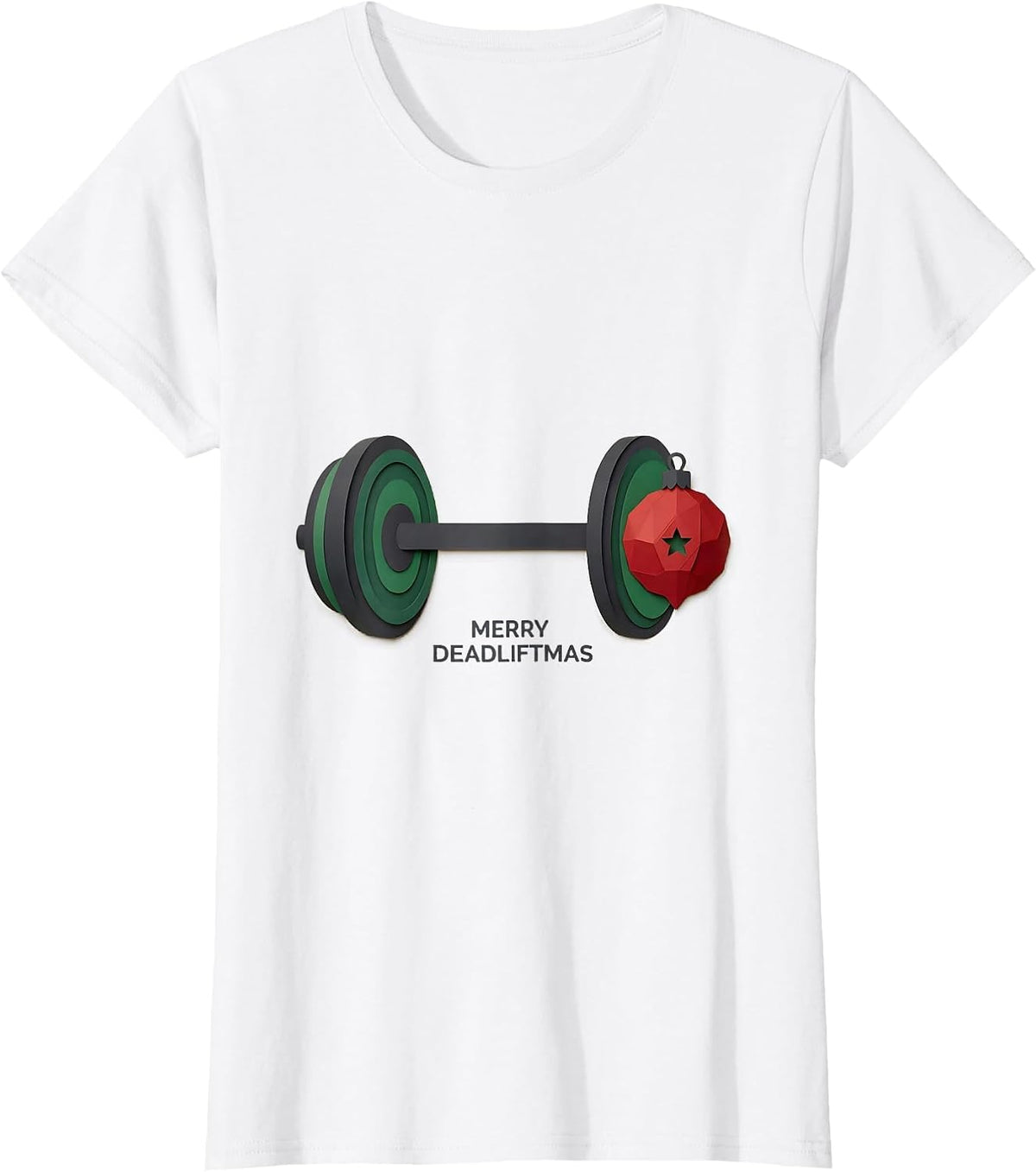 Merry Deadliftmas Funny Christmas Gym Weightlifting Workout T-Shirt - White