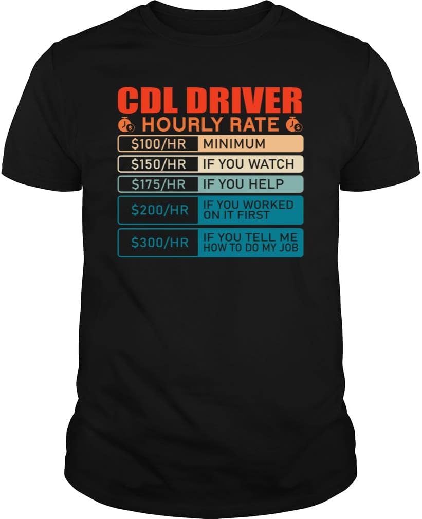 Cdl Driver Hourly Rate Vintage - Unisex Tee - Black