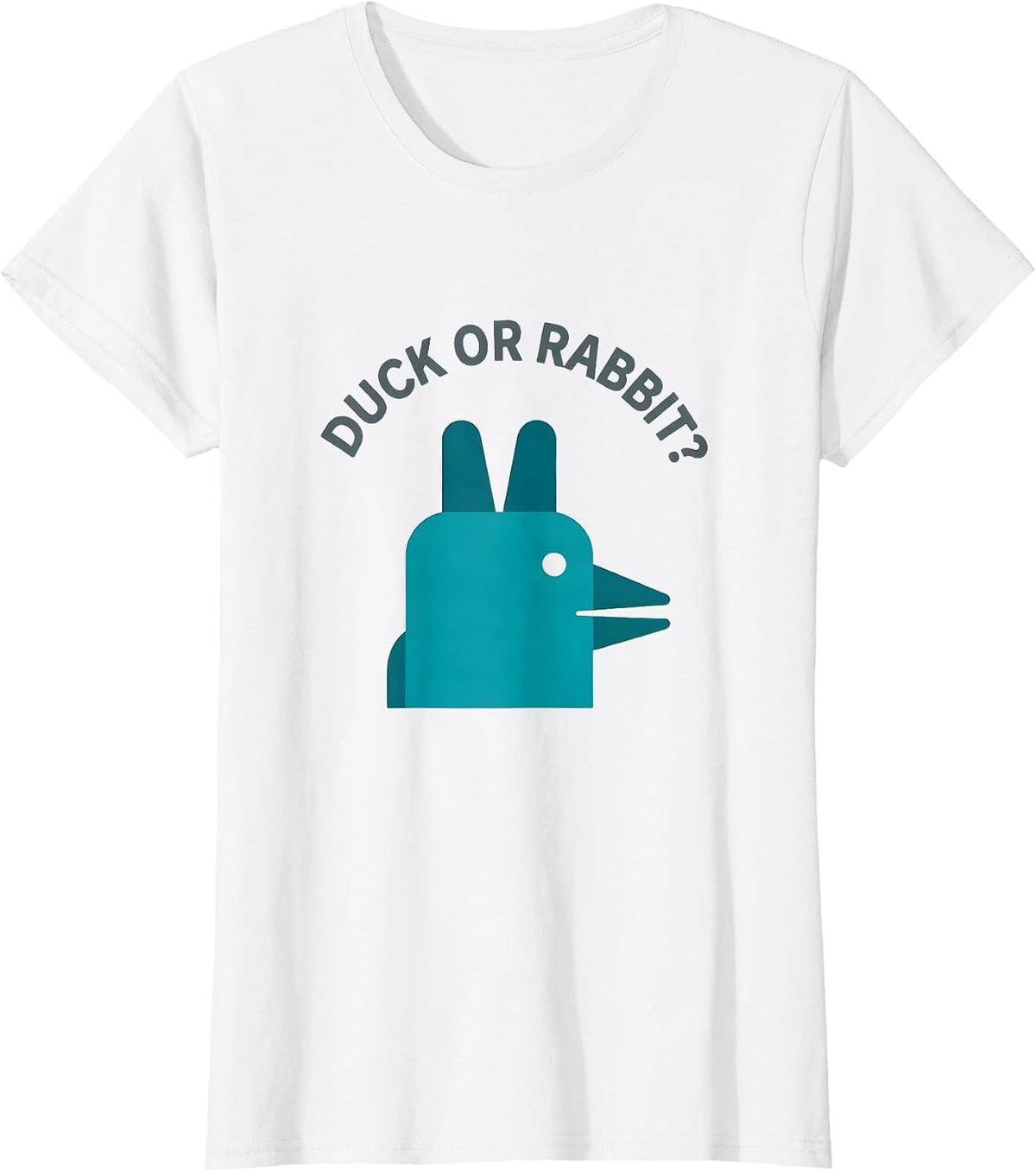 Women's Duck Or Rabbit? Funny Philosophy Optical Illusion Animal T-Shirt - White
