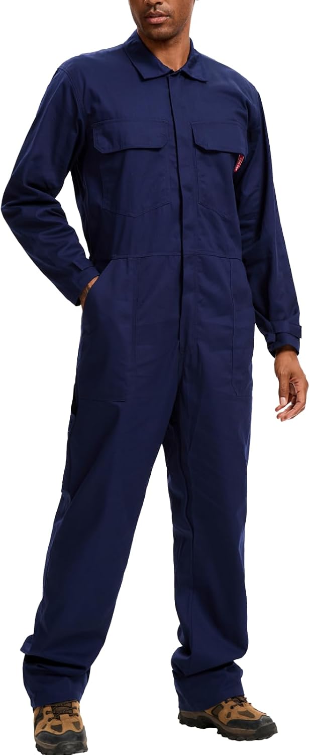 WORK IDEA Men's Coveralls Long Sleeve Workwear Jumpsuit Multi Pockets - Navy