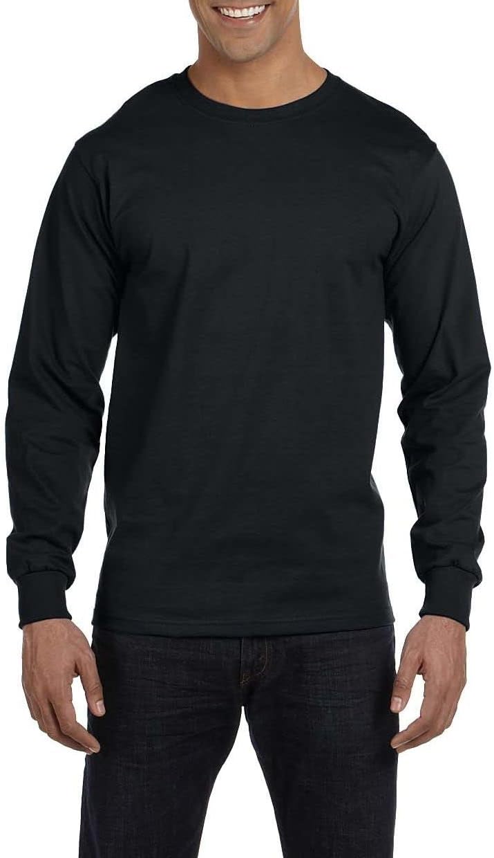 JustBlanks Mens DryBlend 5.5-Ounce 50 Cotton/50 Poly Long Sleeve T-Shirt Double Needle Neck Rib Knit Cuffs Taped Neck for