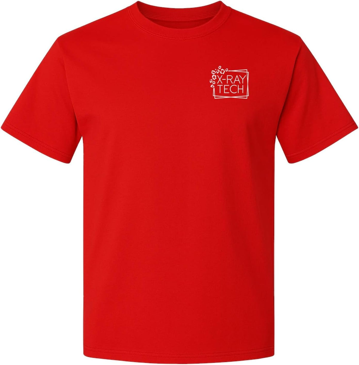 X-Ray Tech T-Shirt, Small Pocket Science Design for Radiology Technicians and Students - Red