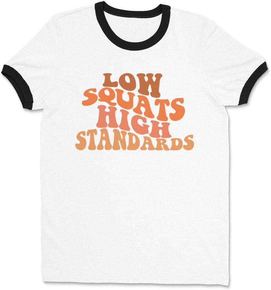 Low Squats High Standards Ringer Tee Shirt Unisex - White\/Black