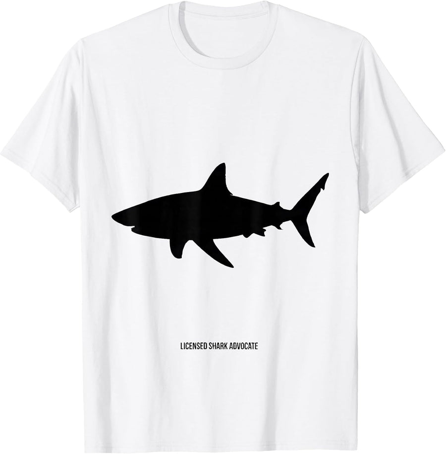 Men's Licensed Shark Advocate Funny Ocean Wildlife Marine Lover T-Shirt - White