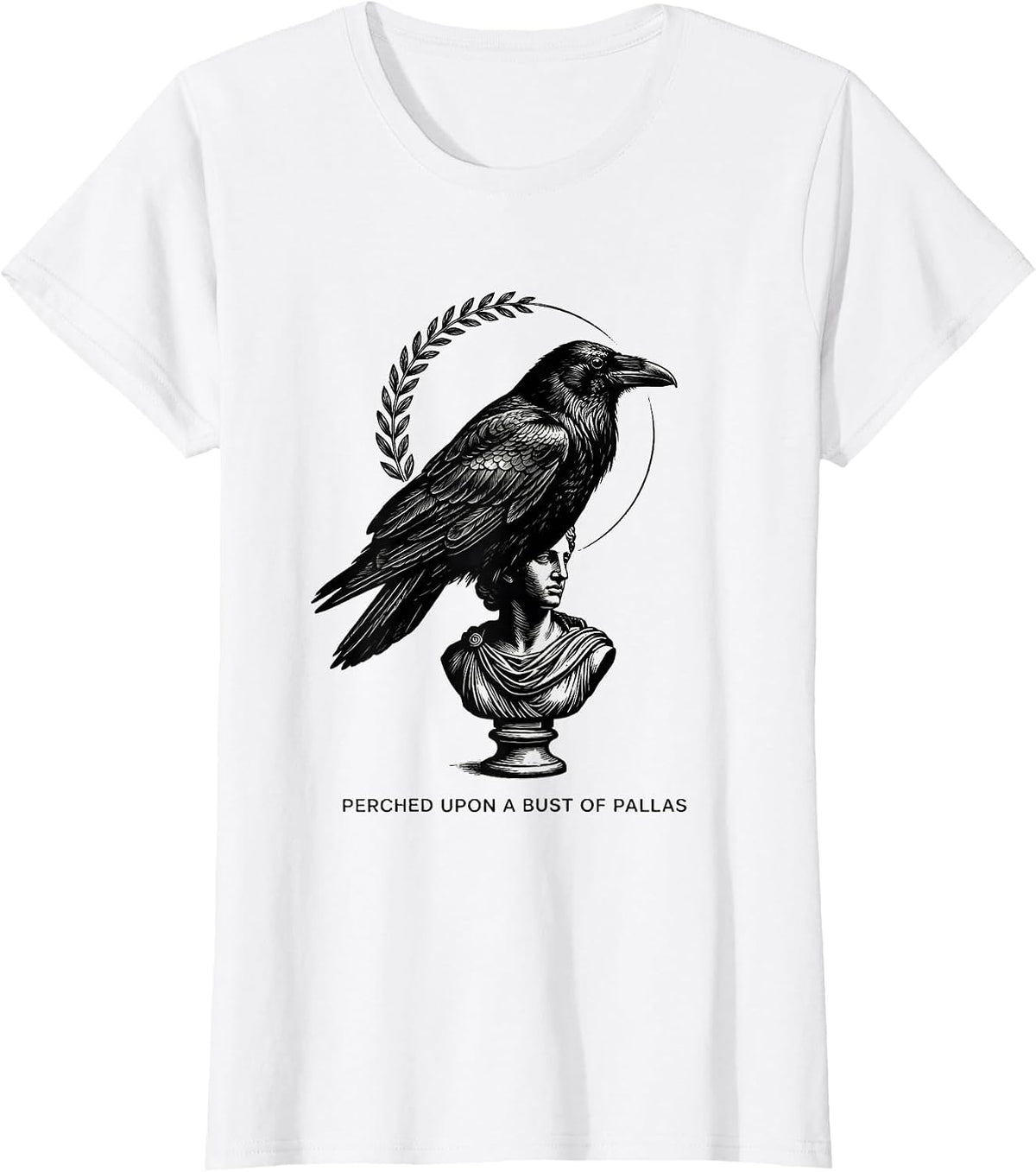 Perched Upon A Bust Of Pallas Gothic Literary Raven Edgar T-Shirt - White