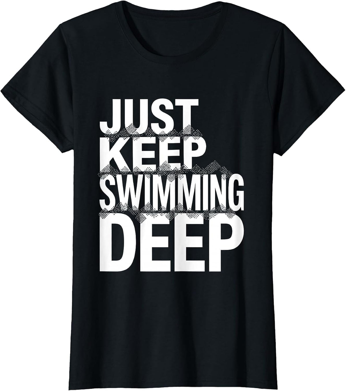 Just Keep Swimming Deep Whale Shark Design T-Shirt - Black