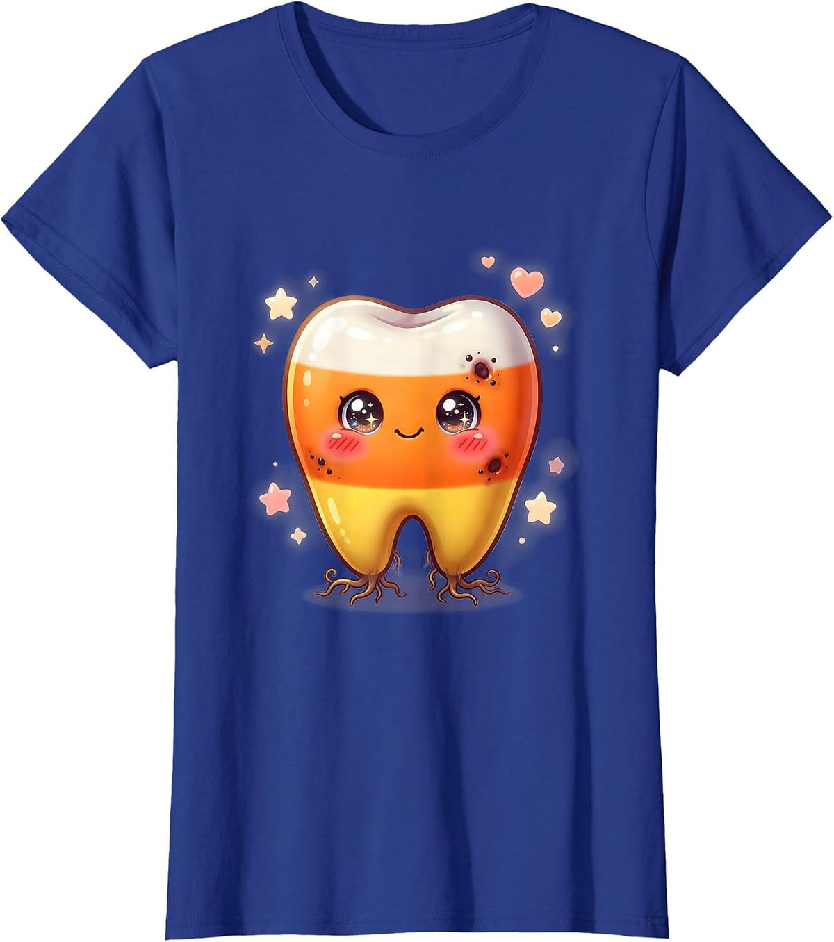 Women's Candy Corn Rotten Molar Dental Halloween T-Shirt - Royal Blue