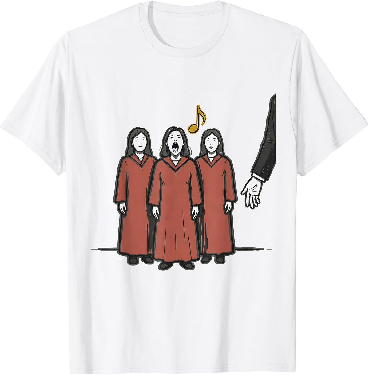 Men's Choir Singers Marker Outline Funny Music Lover Gift T-Shirt - White