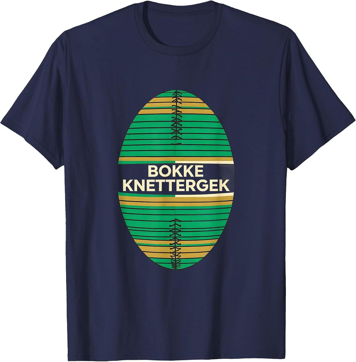 Men's Bokke Knettergek Patriotic South African Rugby Fan Pride T-Shirt - Navy Blue