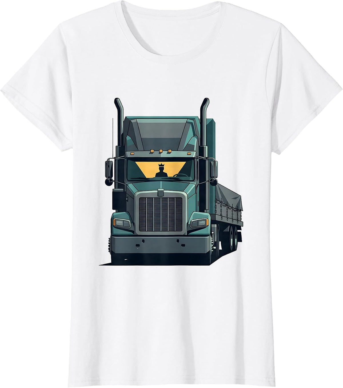 Women's Semi Trucker Flatbed Driver Humor T-Shirt - White