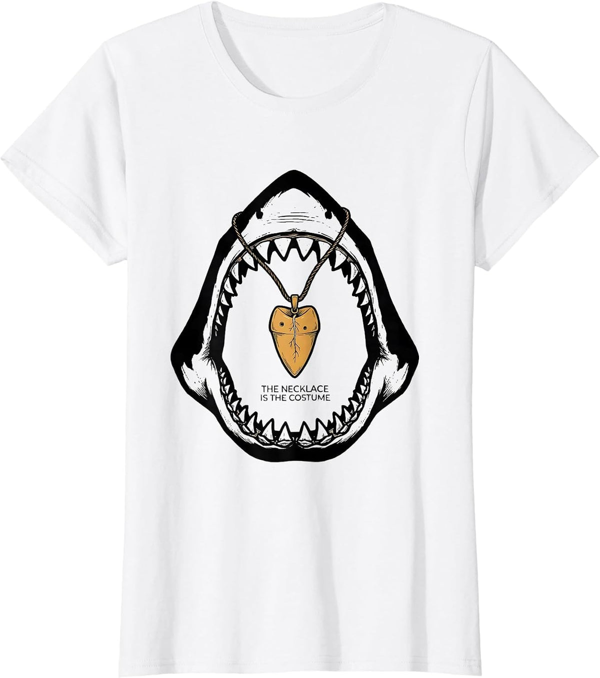 The Necklace Is The Costume Funny Shark Lover Wildlife Humor T-Shirt - White