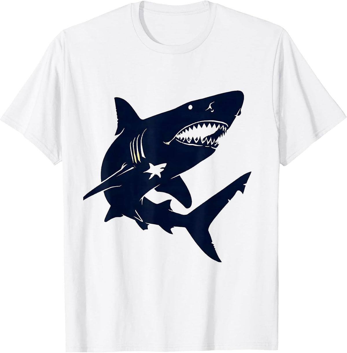Men's Sawshark Silhouette Ocean Animal Lover Humor T-Shirt - White