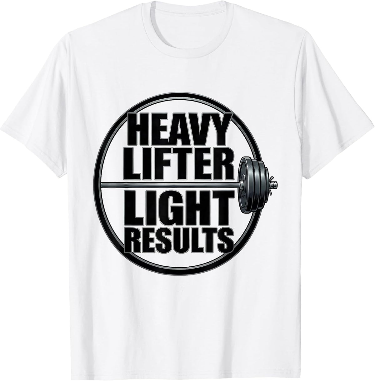 Men's Heavy Lifter Light Results Funny Gym Workout Weightlifting T-Shirt - White