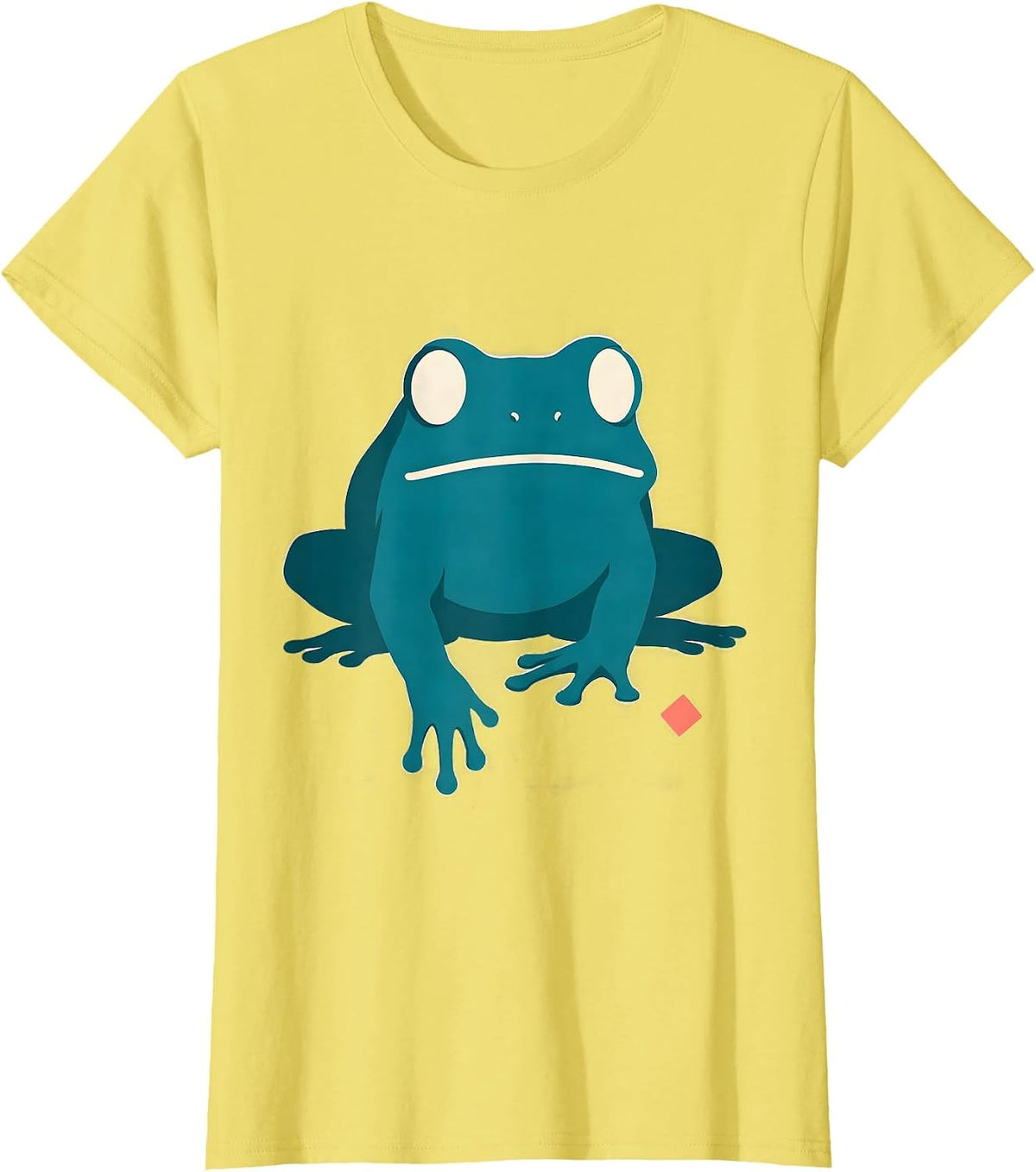 Squat Frog Flat Vector Absurdist Humor T-Shirt - Lemon Yellow