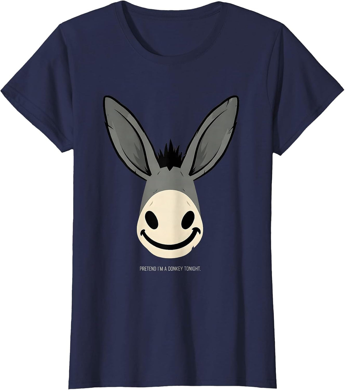 Women's Pretend I'm A Donkey Tonight Funny Donkey Costume Animal T-Shirt - Navy Blue