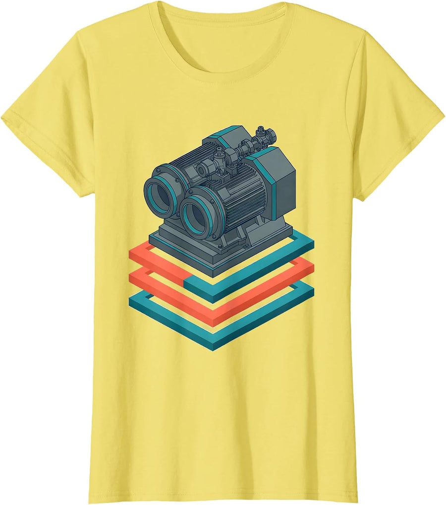 Oilfield Frac Pump Patriotic Oil Rig Worker USA Flag T-Shirt - Lemon Yellow