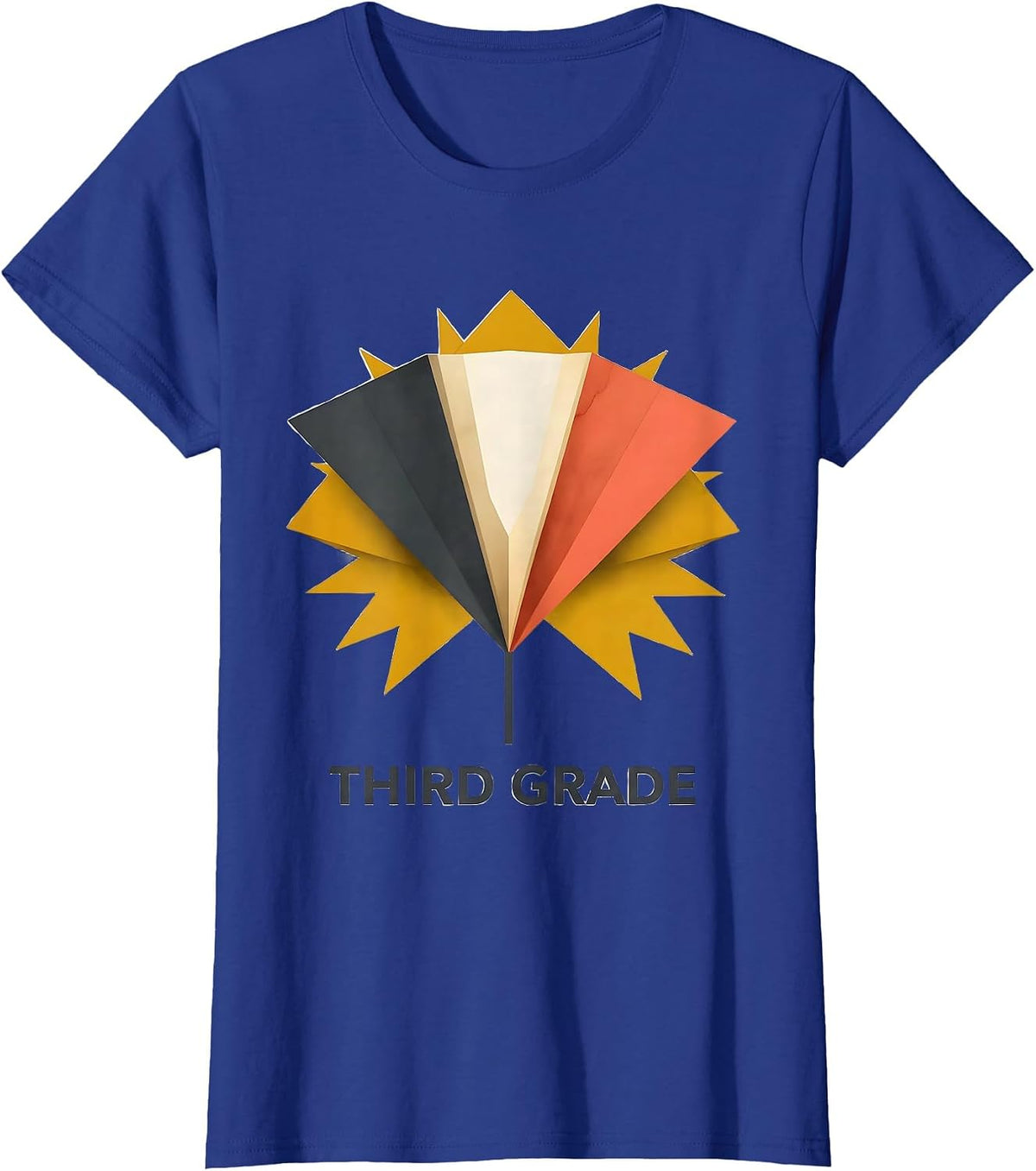 Women's Third Grade Midcentury Modern Pennant Back To School Girls T-Shirt - Royal Blue