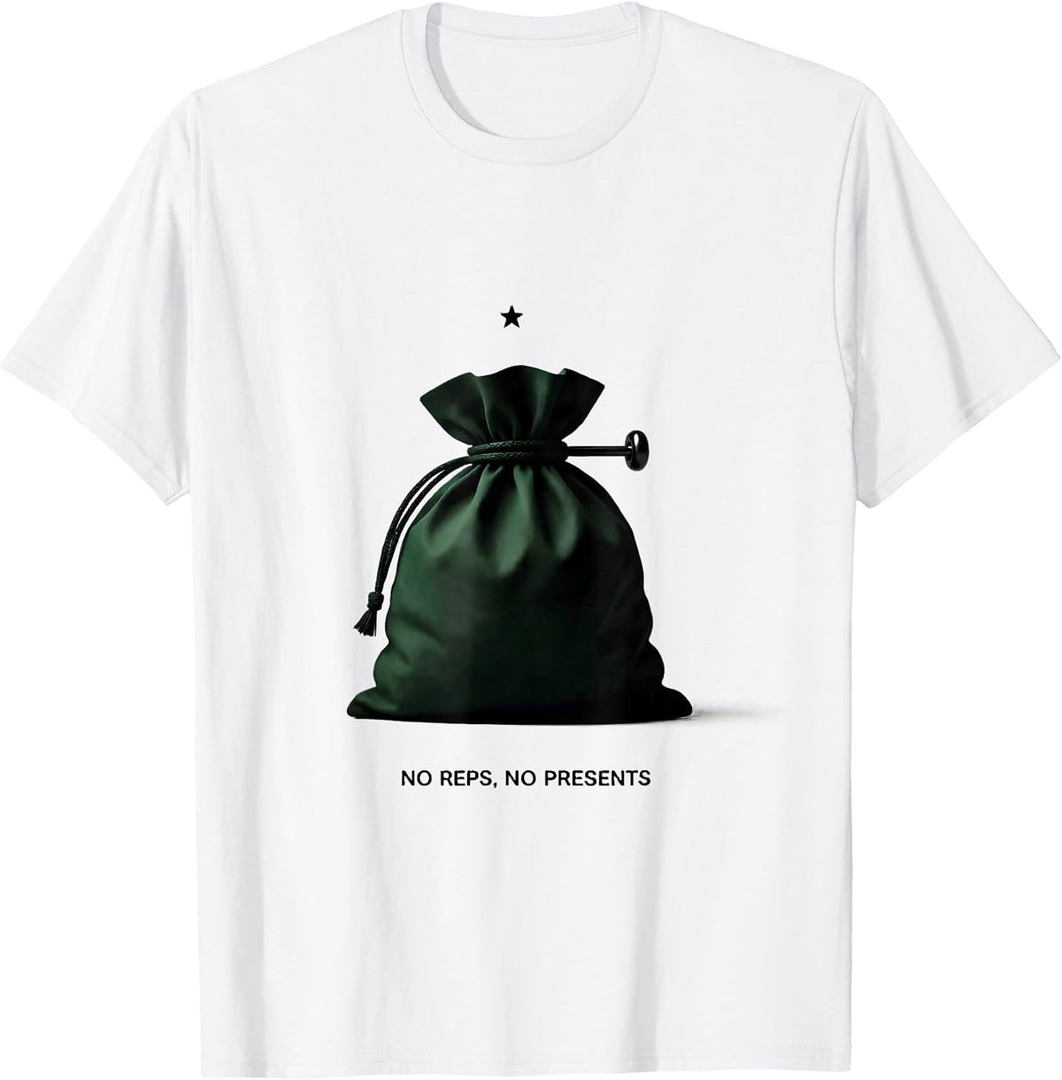 Men's No Reps No Presents Funny Gym Humor Christmas Weightlifting T-Shirt - White