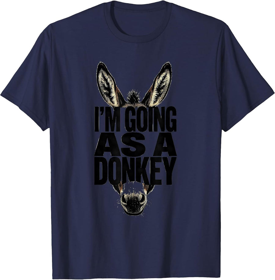I'm Going As A Donkey Funny Halloween Party Costume Novelty T-Shirt - Navy Blue