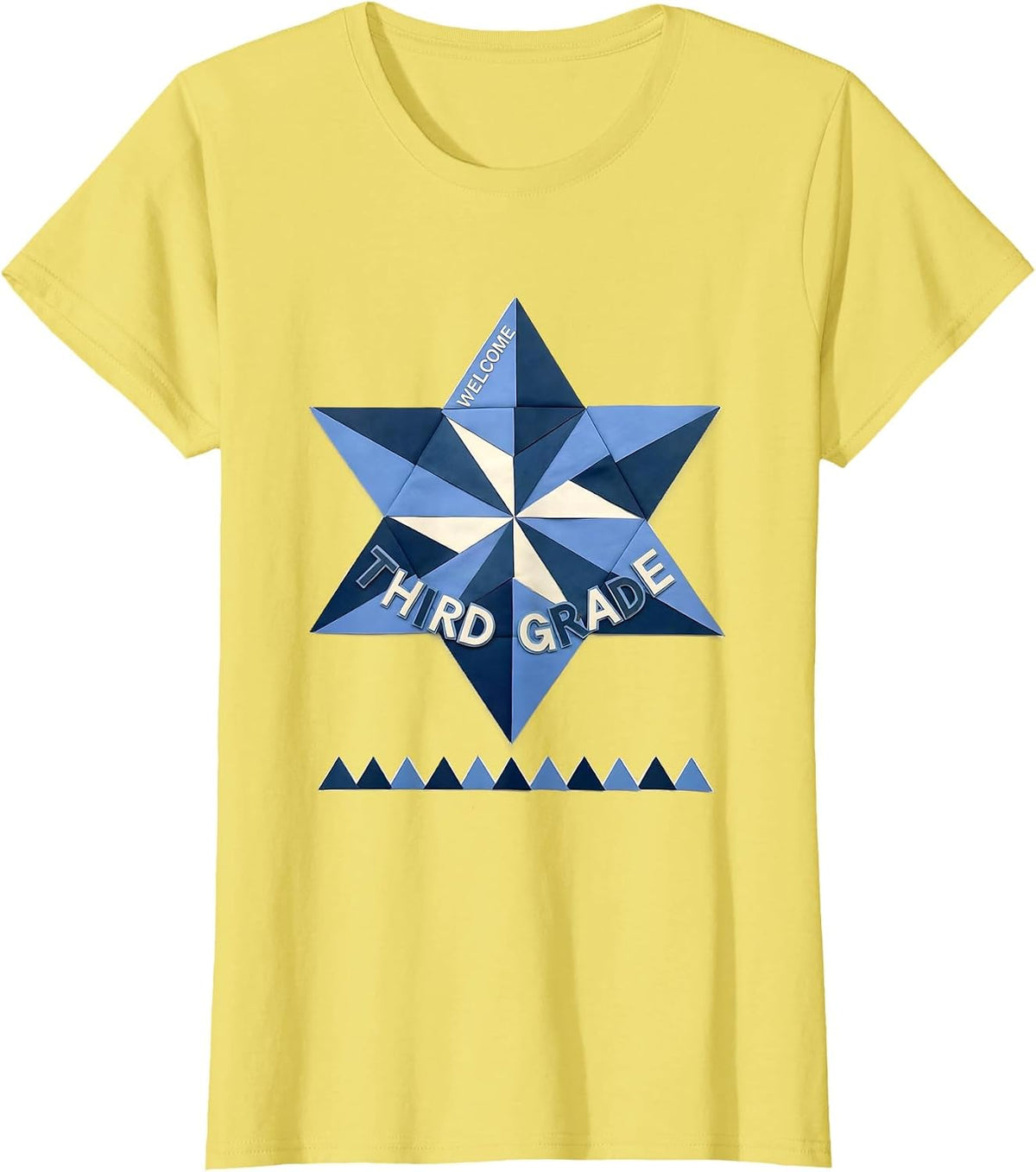 Welcome, Third Grade Quilt Block Patchwork Back To School T-Shirt - Lemon Yellow