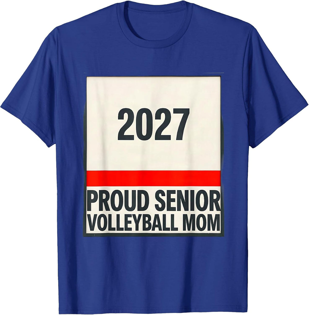 Men's Proud Senior Volleyball Mom 2027 Minimalist Senior Night T-Shirt - Royal Blue