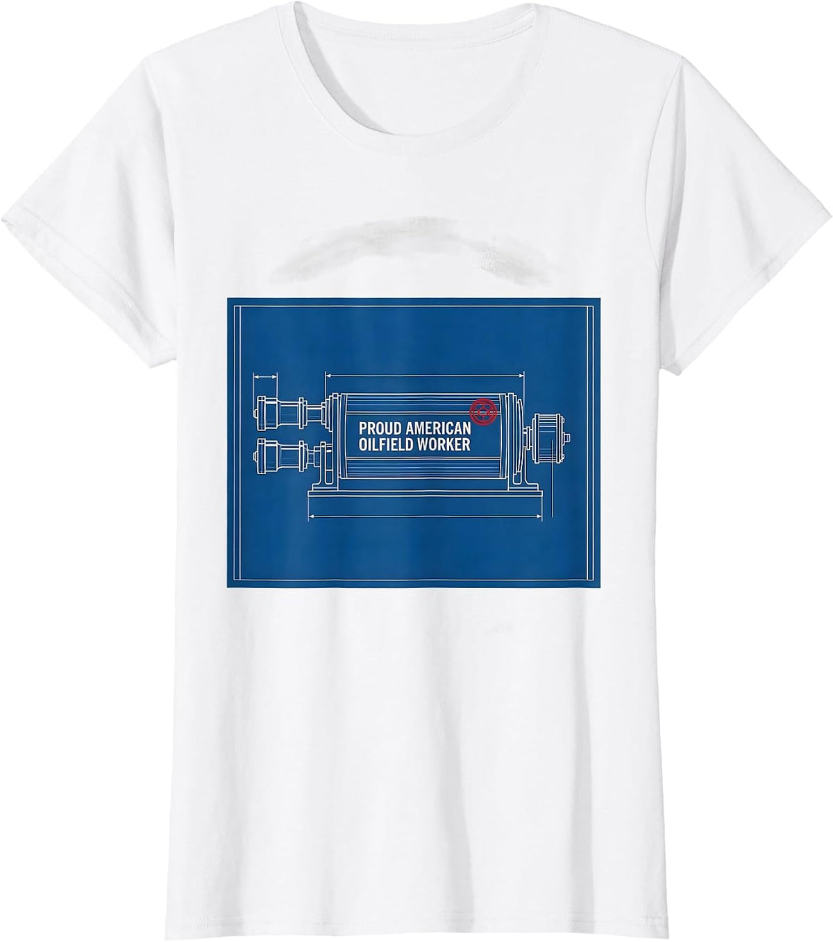 Women's Proud American Oilfield Worker Patriotic Blue Collar Oil Rig T-Shirt - White