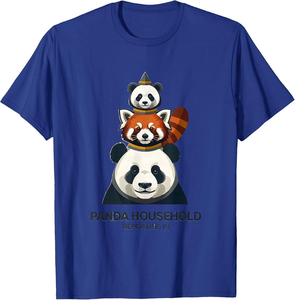 Men's Panda Household Reporting In Midcentury Modern Animal Lover T-Shirt - Royal Blue