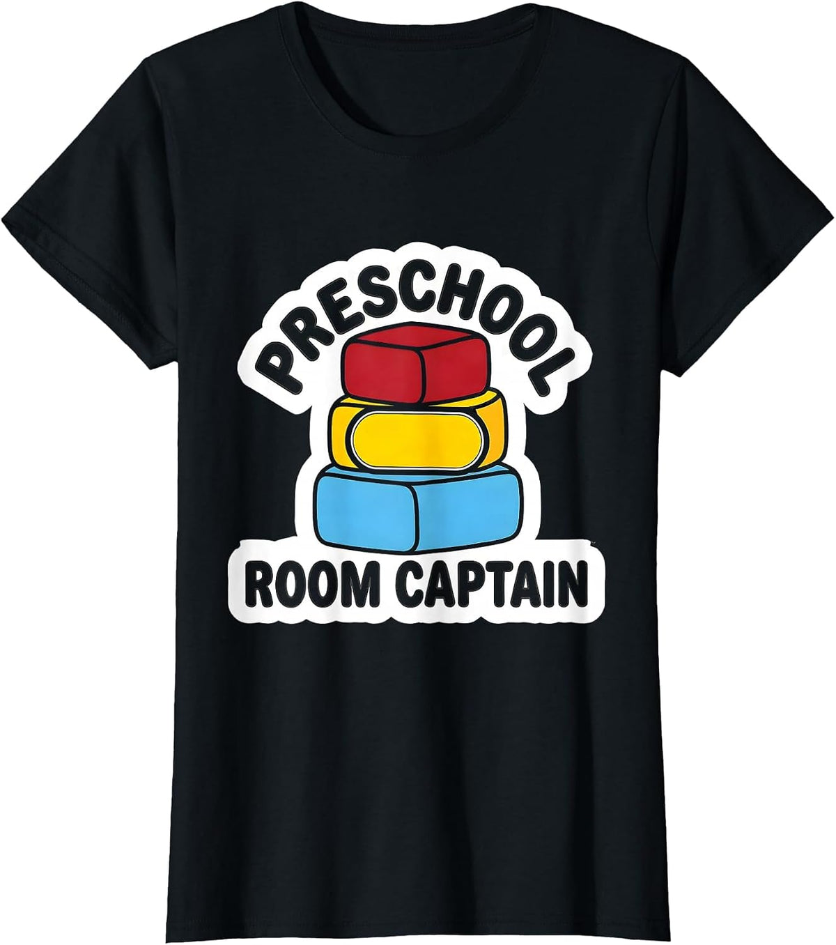 Women's Preschool Room Captain Playful Teacher Appreciation Back T-Shirt - Black