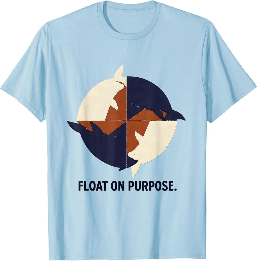 Men's Float On Purpose Quilt Block Manatee Lover Sea Cow Humor T-Shirt - Baby Blue