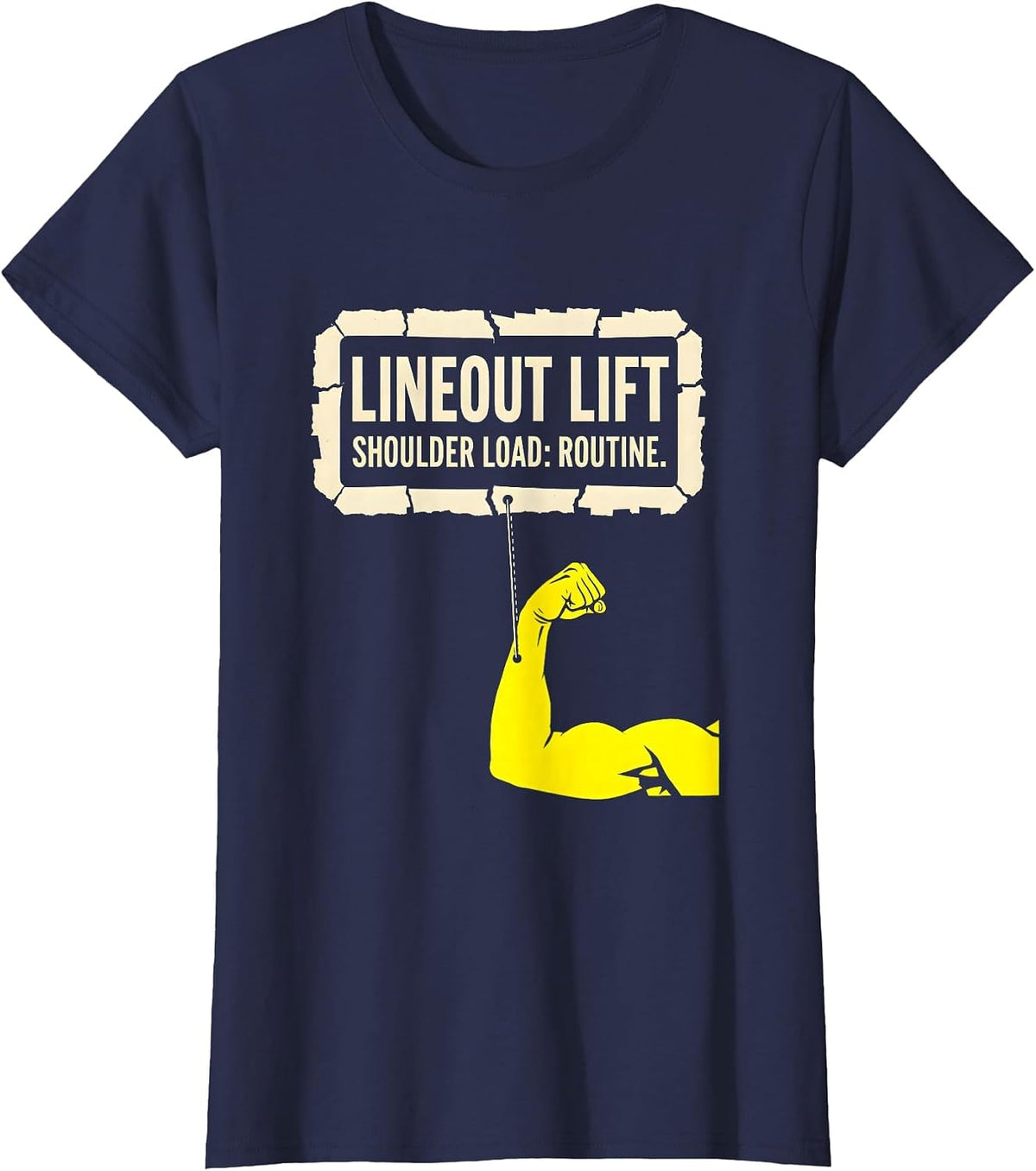 Women's Lineout Lift Shoulder Load Routine Funny Rugby Player Gift T-Shirt - Navy Blue