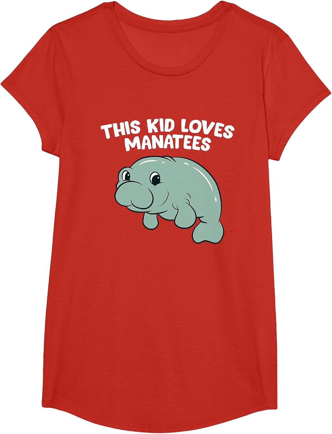 This Kid Loves Manatees Cute Manatee Kids T-Shirt - Girls Red