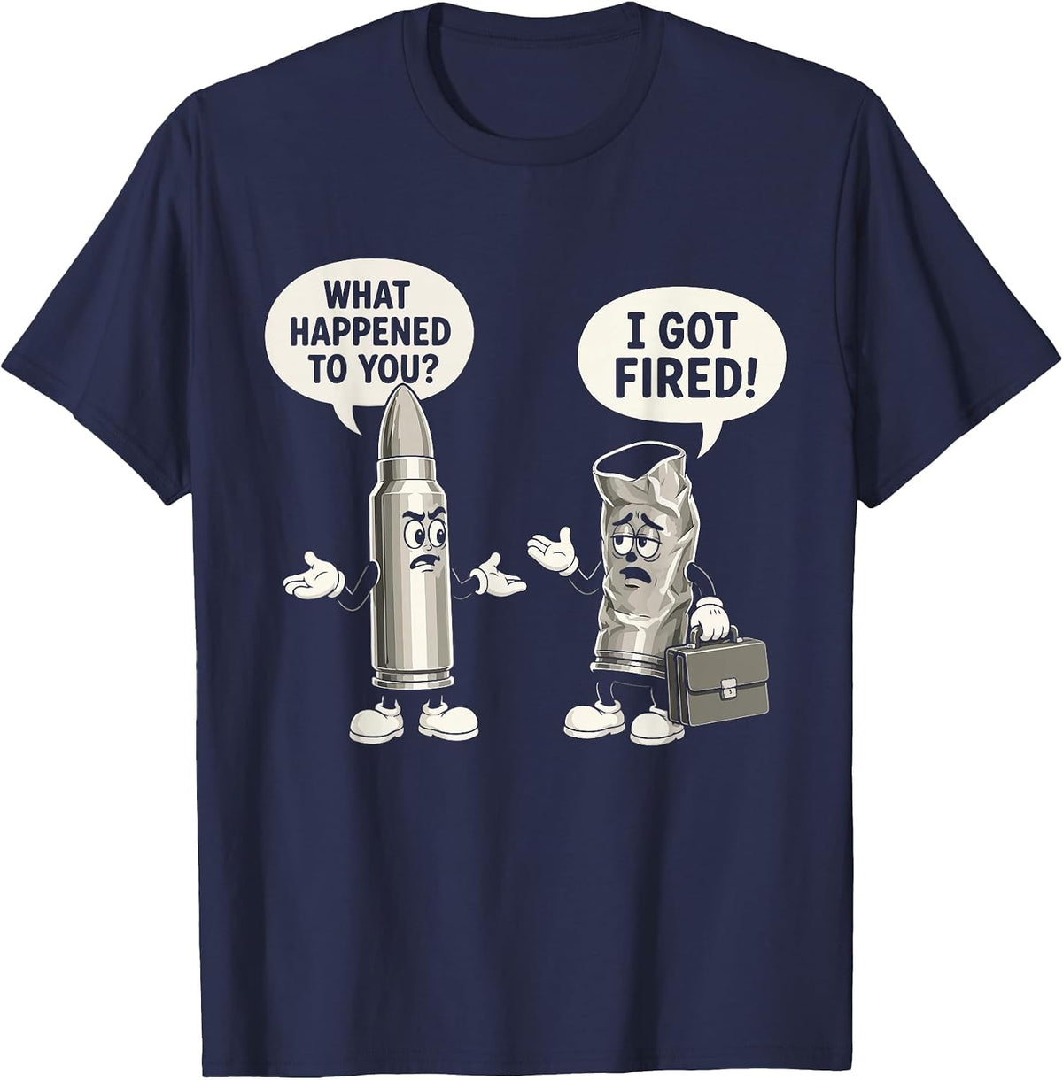 Funny Bullet Gun Lover Shooting Humor Design T-Shirt - Navy Blue