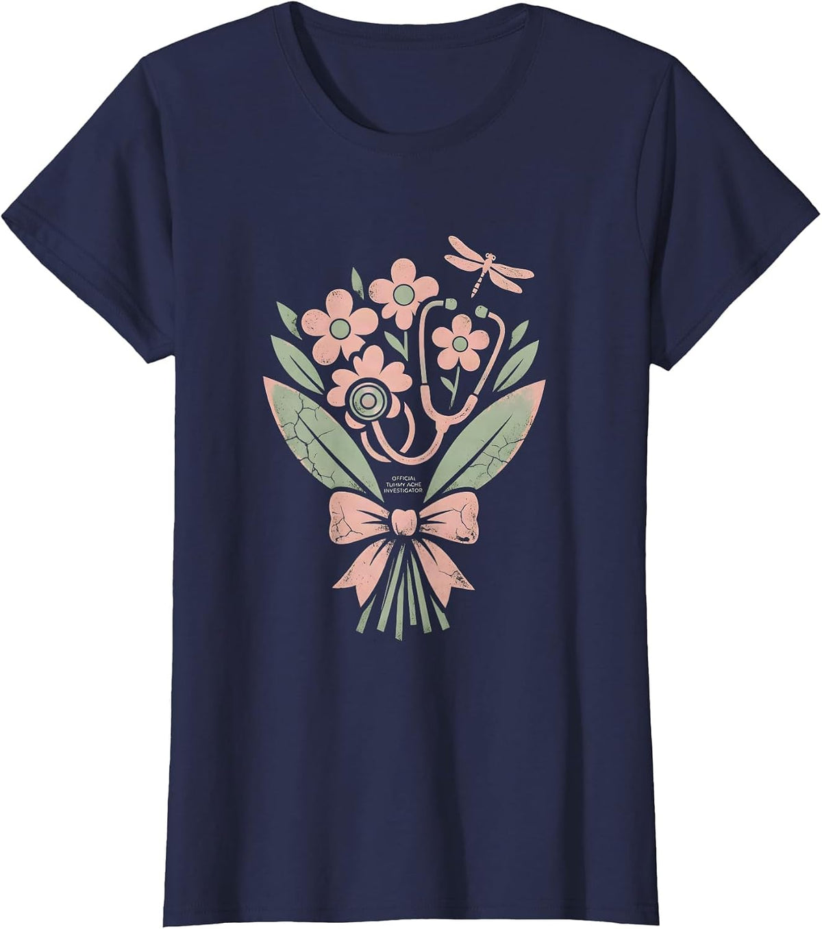 Women's Official Tummy Ache Investigator School Nurse T-Shirt - Navy Blue